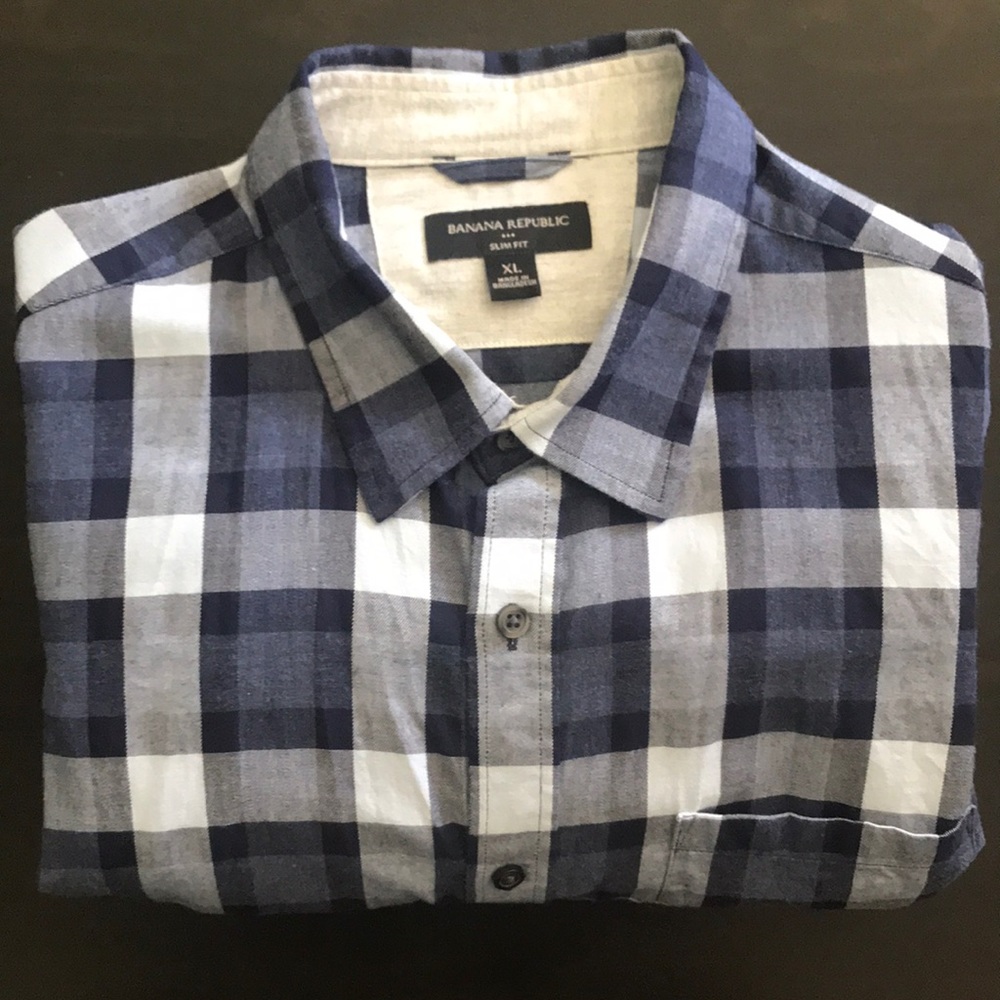 Banana Republic Plaid Long Sleeve Button Down - XL